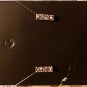 Gold and rhinestone bar earrings